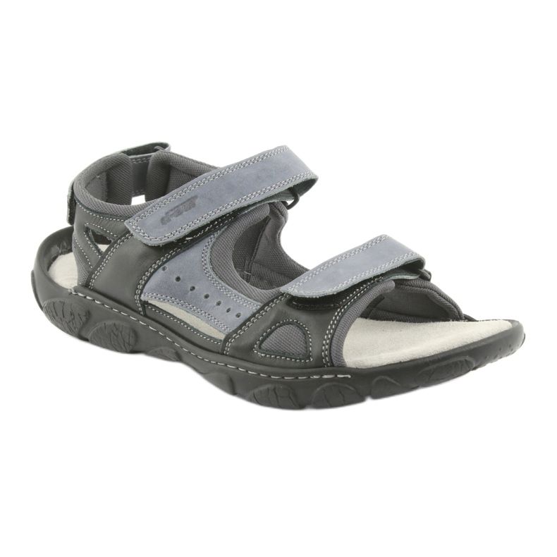 Naszbut Herrenledersandalen mit Klettverschluss 043 Schwarz und Grau 1