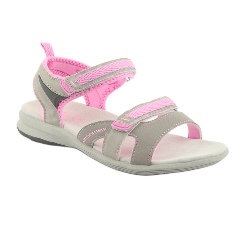American Club HL12 Mädchensandalen grau rosa 1