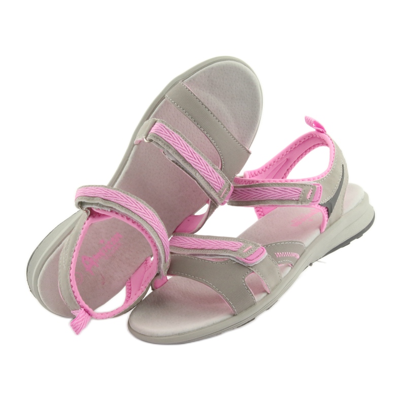 American Club HL12 Mädchensandalen grau rosa 4