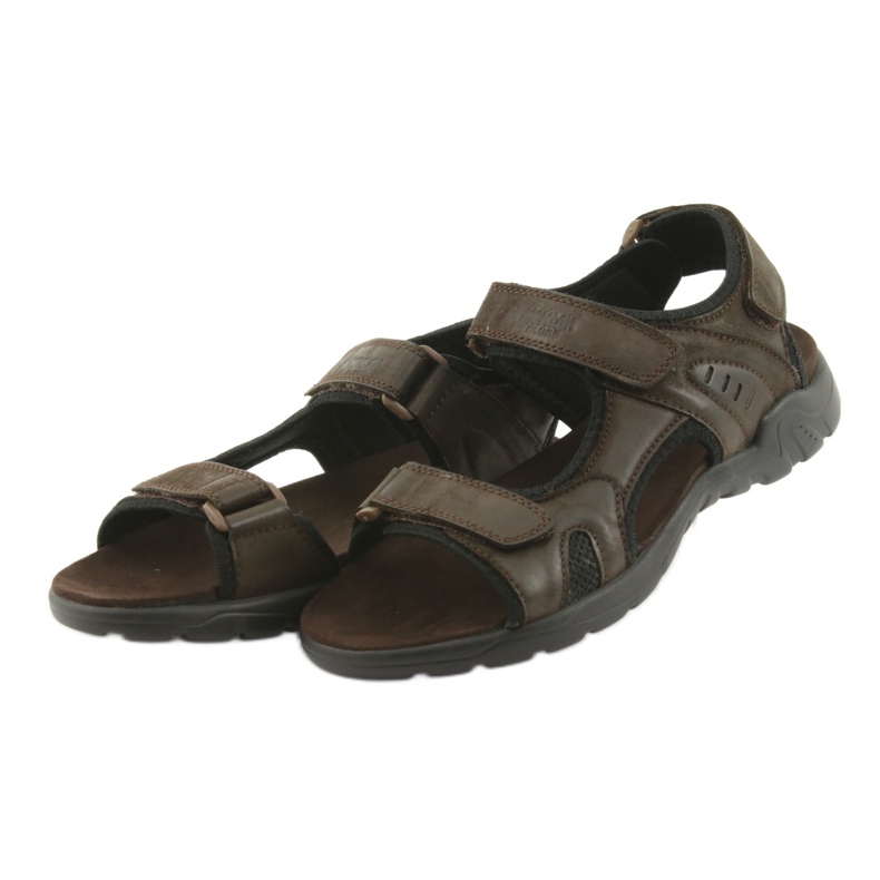American Club Amerikanische Leder-Sportsandalen CY11 braun schwarz 3
