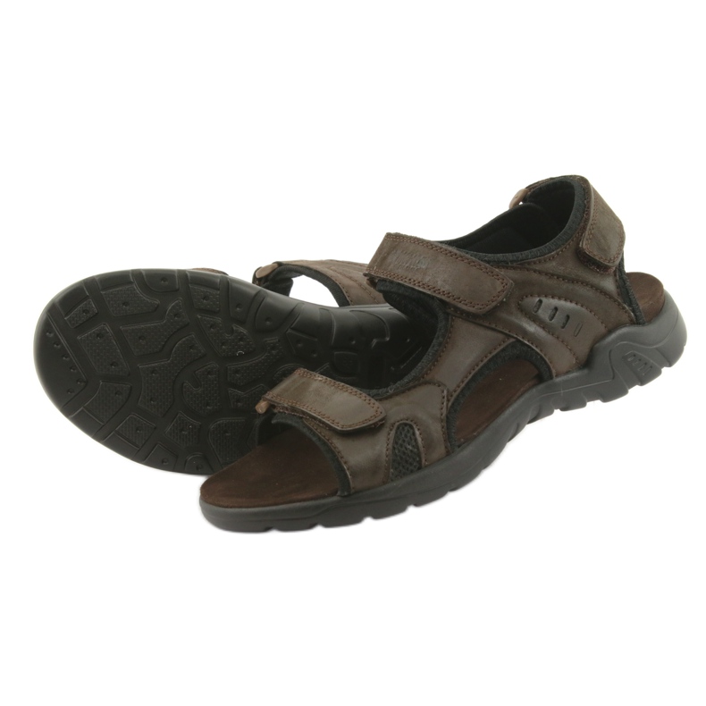 American Club Amerikanische Leder-Sportsandalen CY11 braun schwarz 4