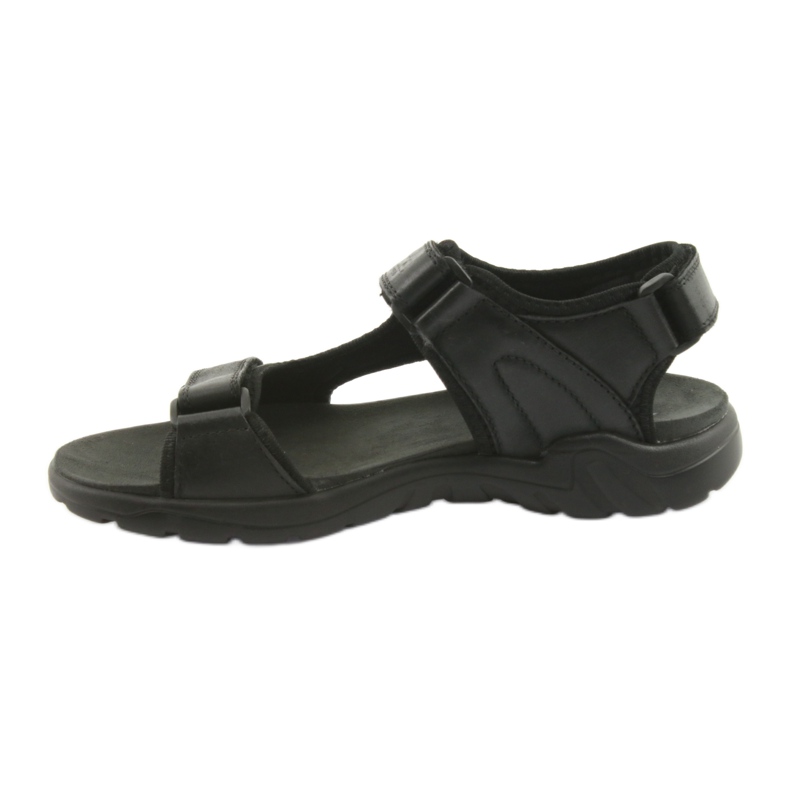 American Club Amerikanische schwarze Leder-Sportsandalen CY11 2