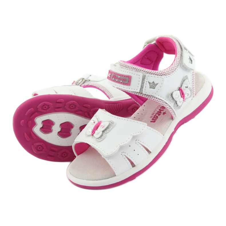 American Club Mädchensandalen mit Schmetterling DR09 weiß/rosa Ledereinsatz 4
