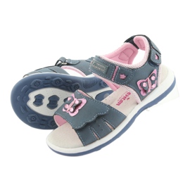 American Club American DR09 Denim-Schmetterlings-Mädchensandalen blau rosa 4