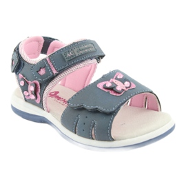 American Club American DR09 Denim-Schmetterlings-Mädchensandalen blau rosa 1
