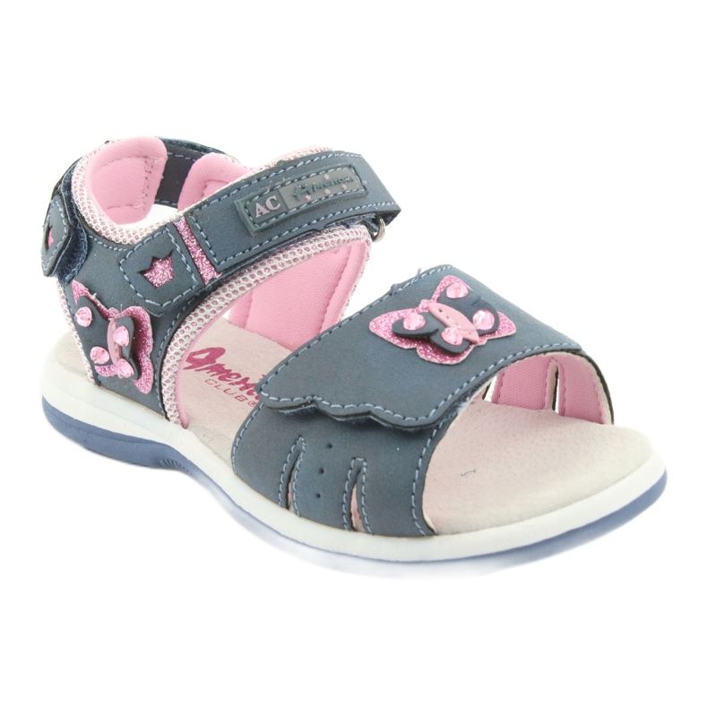 American Club American DR09 Denim-Schmetterlings-Mädchensandalen blau rosa 1