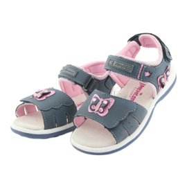 American Club American DR09 Denim-Schmetterlings-Mädchensandalen blau rosa 3