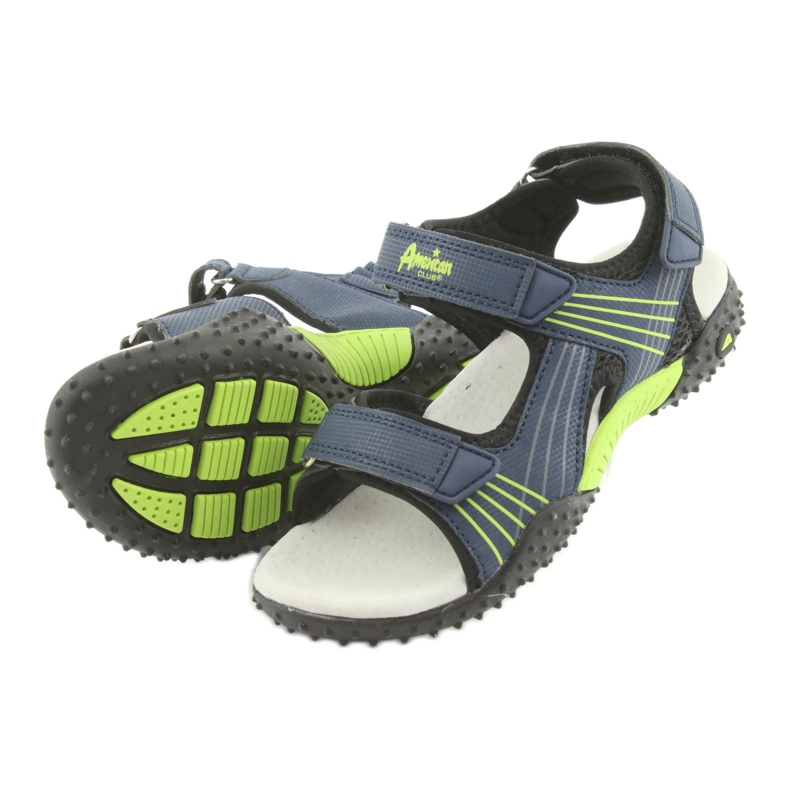 American Club HL16 marineblaue Sandalen für Jungen schwarz grün 4