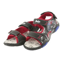 American Club Sandalen Monster Truck HL18 Schwarz/Rot Ledereinsatz 3