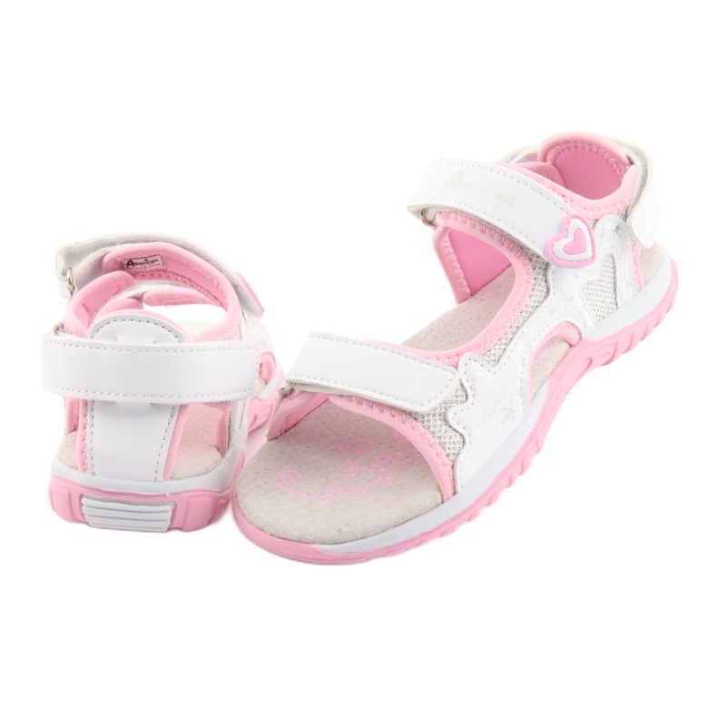 American Club Sportsandalen für Mädchen weiß grau rosa 4