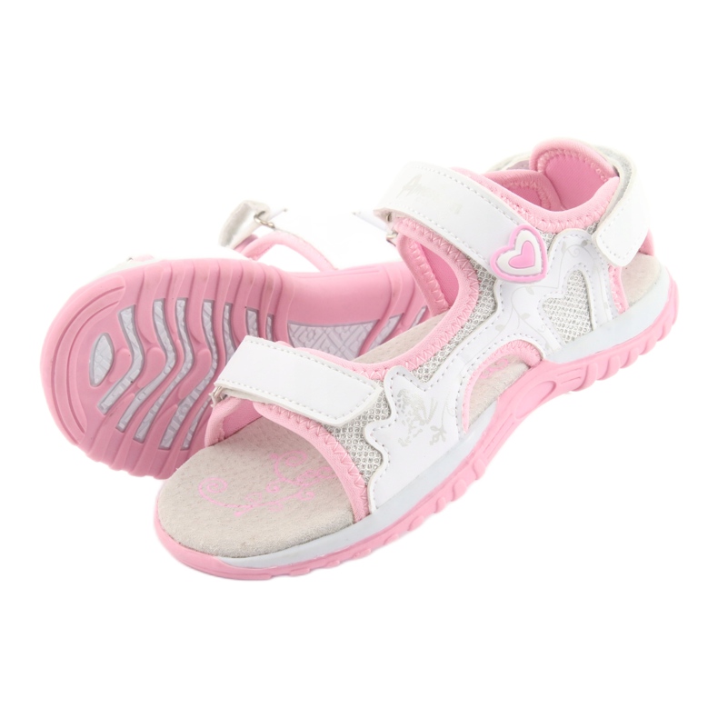 American Club Sportsandalen für Mädchen weiß grau rosa 5