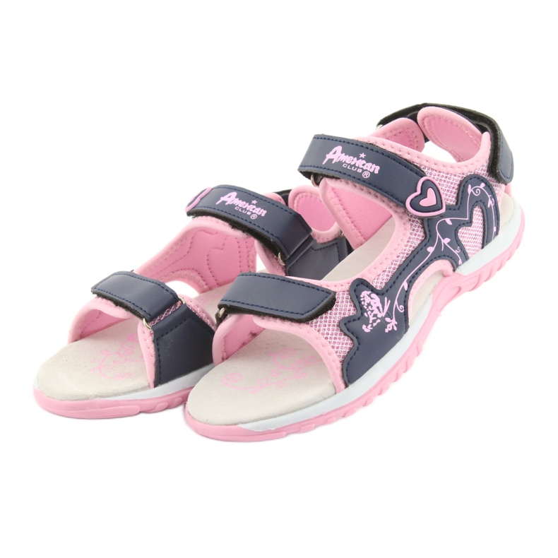 American Club Sportsandalen für Mädchen rosa navy blau 2