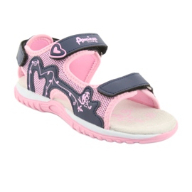American Club Sportsandalen für Mädchen rosa marineblau 1