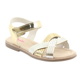 American Club GC23 Metallic-Mädchensandalen weiß grau gelb 1