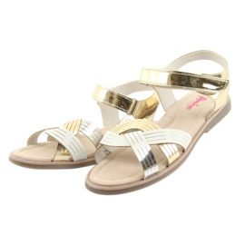 American Club GC23 Metallic-Mädchensandalen weiß grau gelb 3