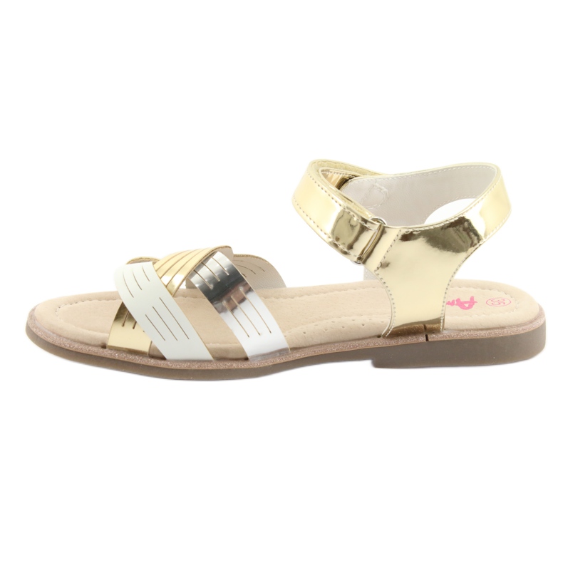 American Club GC23 Metallic-Mädchensandalen weiß grau gelb 2
