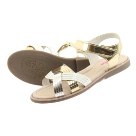 American Club GC23 Metallic-Mädchensandalen weiß grau gelb 4