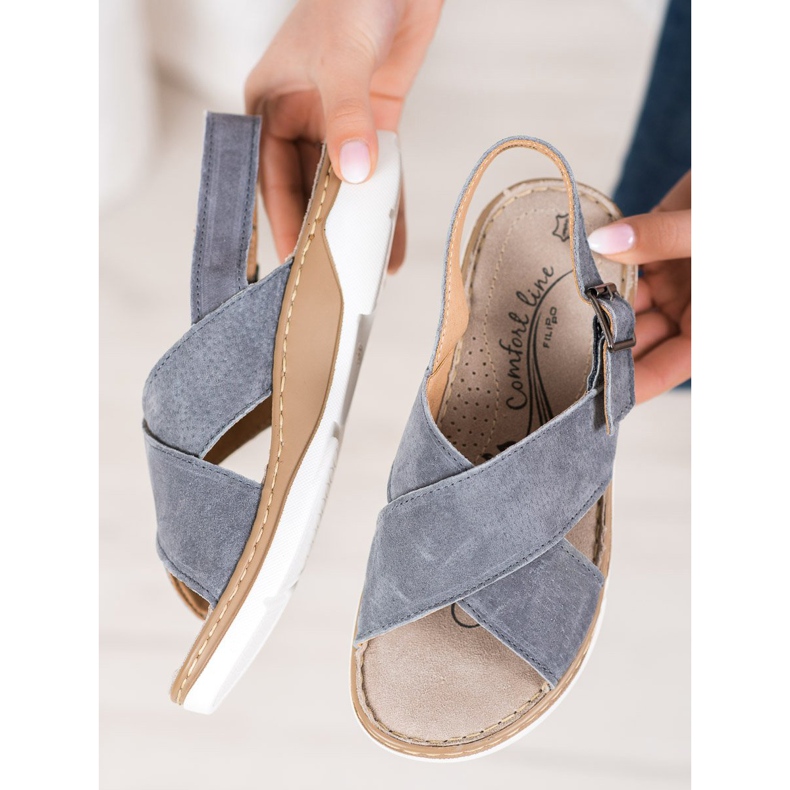 Filippo Ledersandalen auf der Plattform grau 2