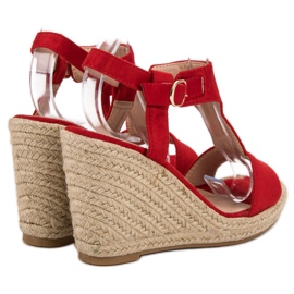 Anesia Paris Modische Keilsandalen rot 1