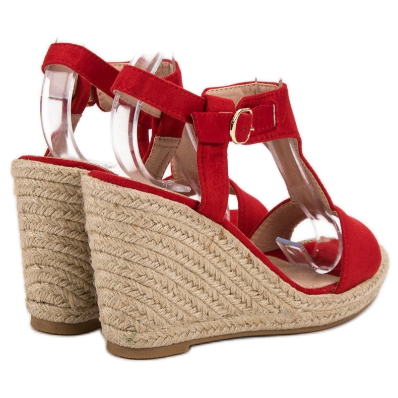 Anesia Paris Modische Keilsandalen rot 1