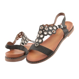 Damensandalen mit schwarzen Strasssteinen von Sergio Leone 4