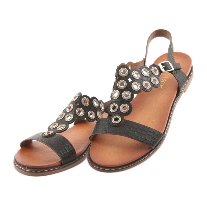 Damensandalen mit schwarzen Strasssteinen von Sergio Leone 3