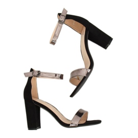 Schwarz GF-WL-35 Schwarze Sandalen am Pfosten 1