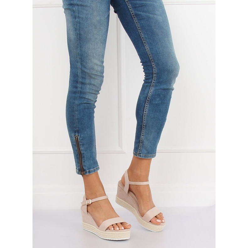 Beige Sandalen auf Keil Espadrilles LY9109 Beige 2