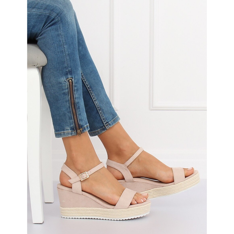 Beige Sandalen auf Keil Espadrilles LY9109 Beige 1