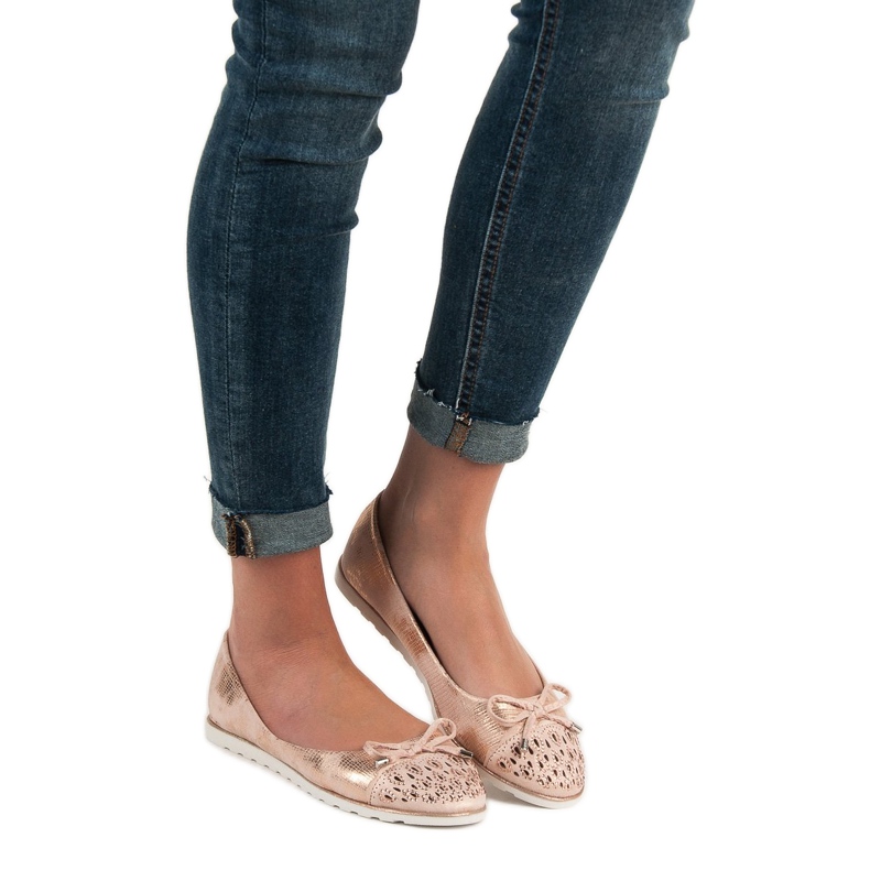 SHELOVET Lässige Ballerinas gelb rosa 2