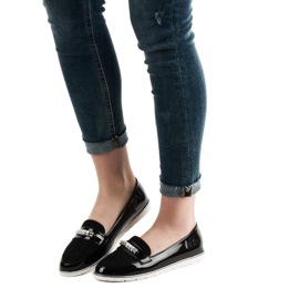 SHELOVET Schwarz lackierte Loafer 2