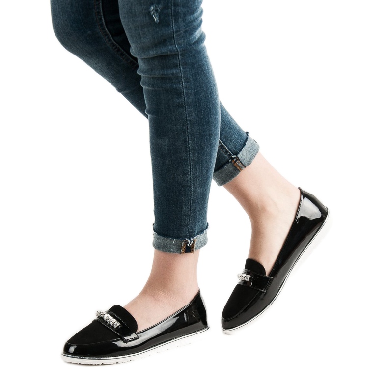 SHELOVET Schwarz lackierte Loafer 1