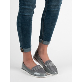SHELOVET Lackierte Loafer grau 1