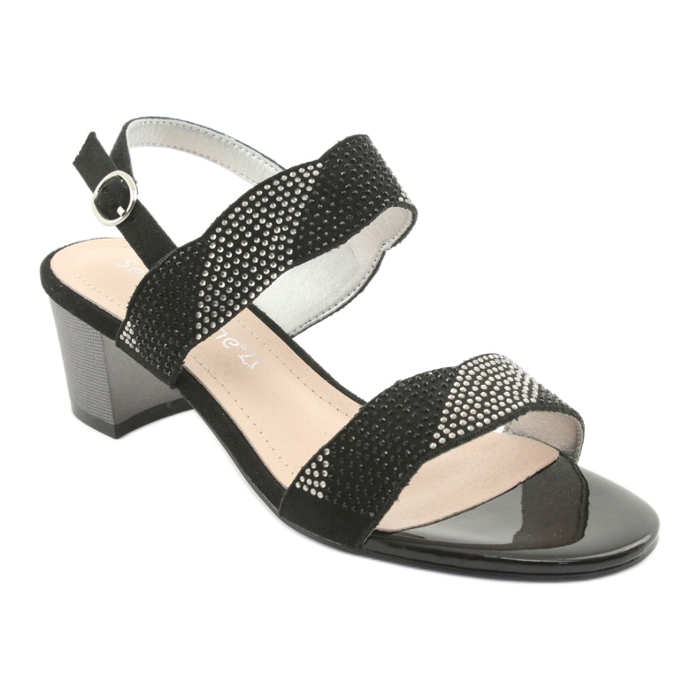 Sergio Leone Sandalen auf dem SK795 Post Black mit Zirkonen schwarz 1