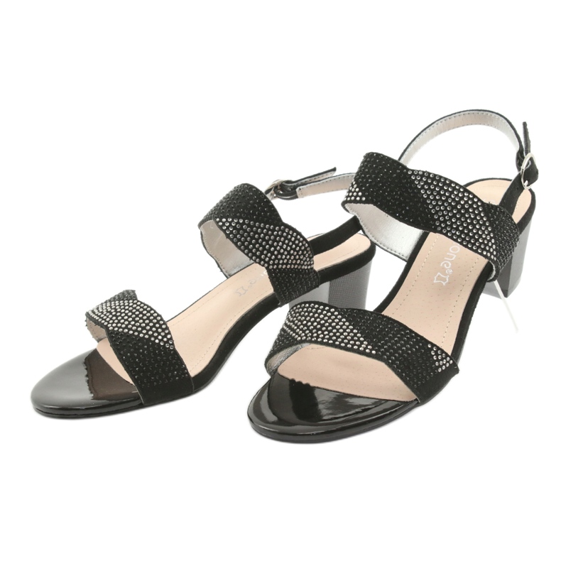 Sergio Leone Sandalen auf dem SK795 Post Black mit Zirkonen schwarz 3
