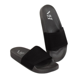 Schwarze Hausschuhe mit Strickgürtel PT-110 Schwarz 1