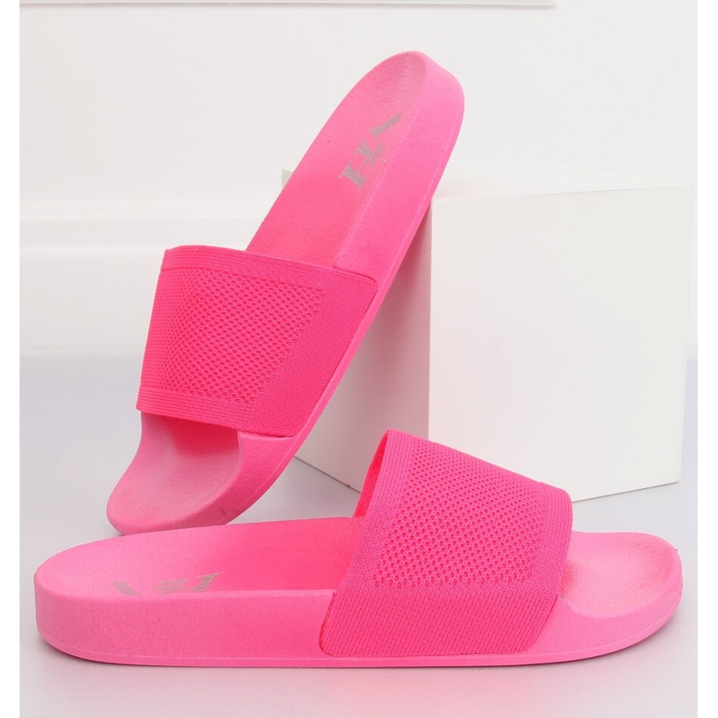 Hausschuhe mit gestricktem rosa Gürtel PT-110 Fuchsia 2