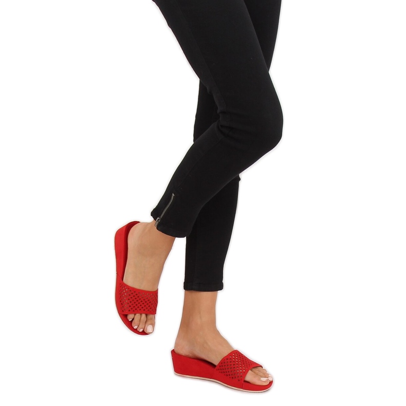 Rote durchbrochene Hausschuhe JS-03 Rot 2