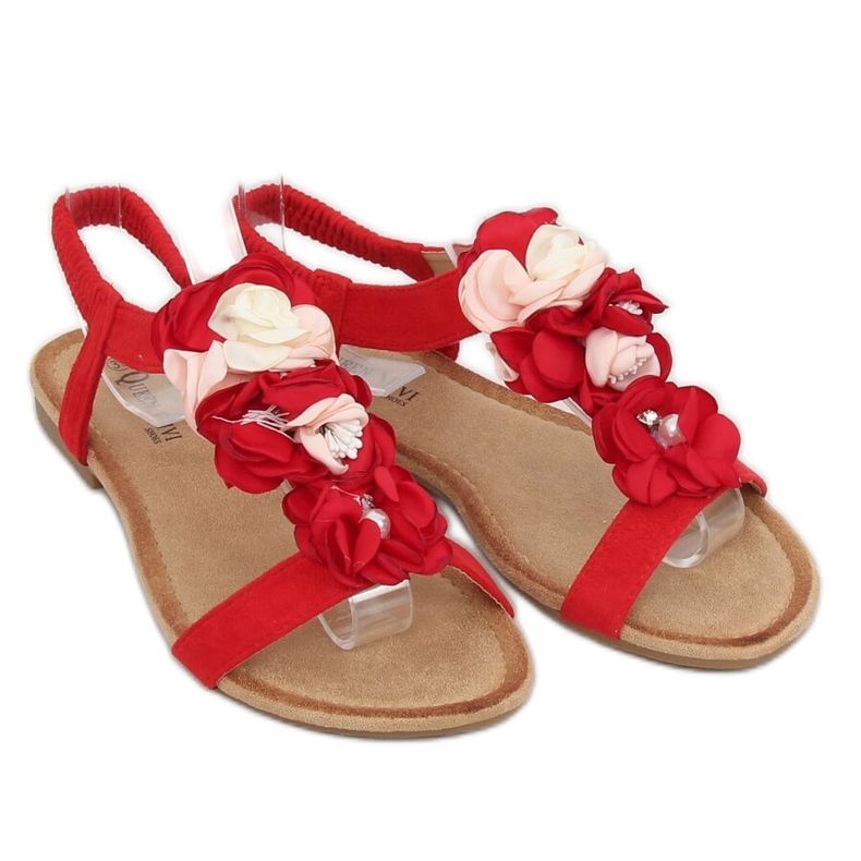 Sandalen mit Blumen rot 218-174 Rot 1