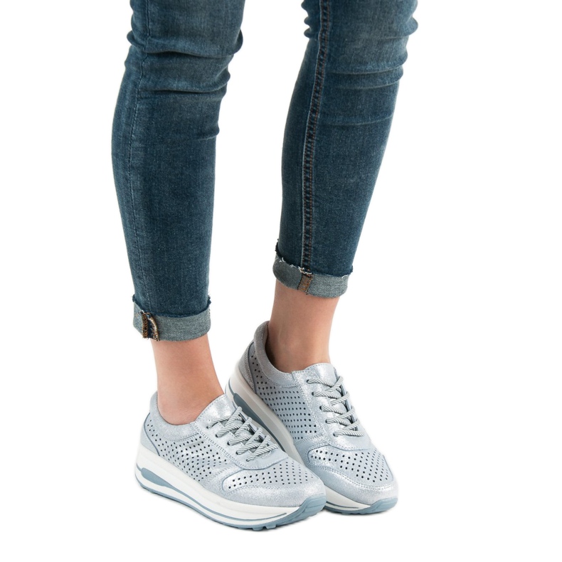 Filippo Brokatschuhe aus Leder blau 2