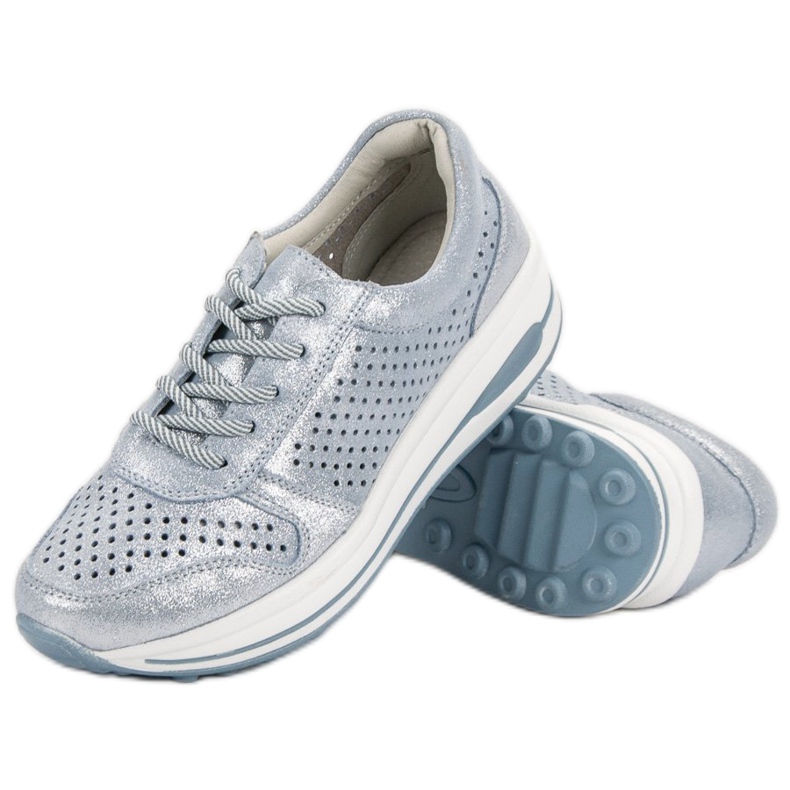 Filippo Brokatschuhe aus Leder blau 1