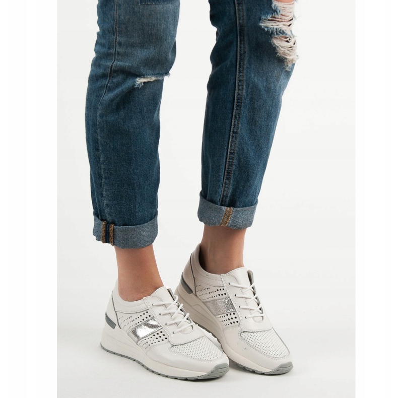 Filippo Sneakers aus Leder mit Keilabsatz weiß 2