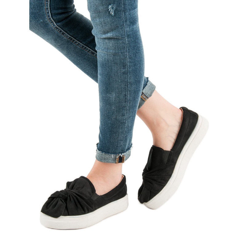 Wildlederslipper mit VICES-Schleife schwarz 1