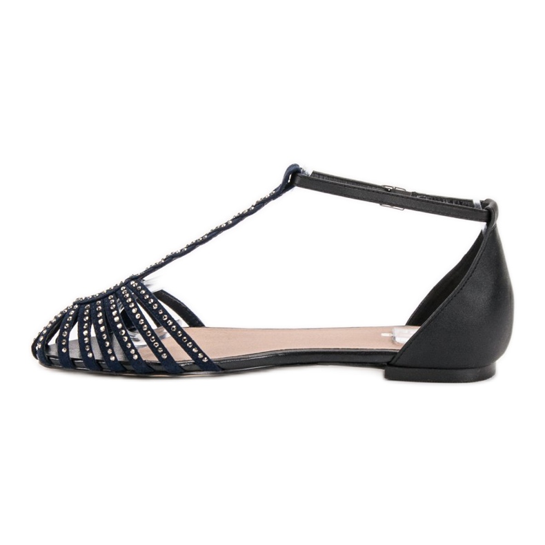 SHELOVET Modische Sandalen mit Zirkonia schwarz blau 2