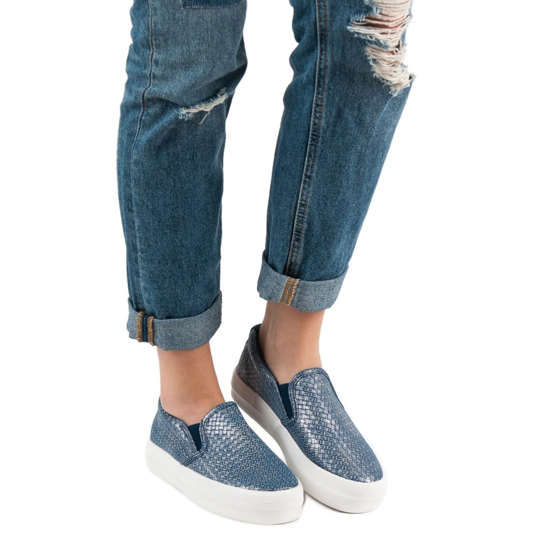 SHELOVET Blaue Slip-On-Sneakers 1