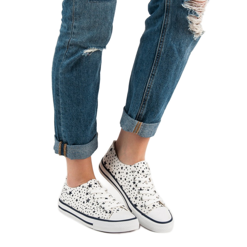 J. Star Beige Sneakers mit Sternen weiß schwarz 2