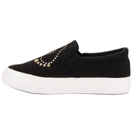 J. Star Slipons mit Strasssteinen schwarz 2