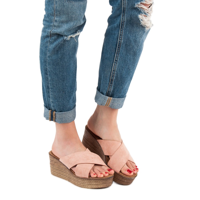 SHELOVET Puder-Keil-Hausschuhe rosa 2