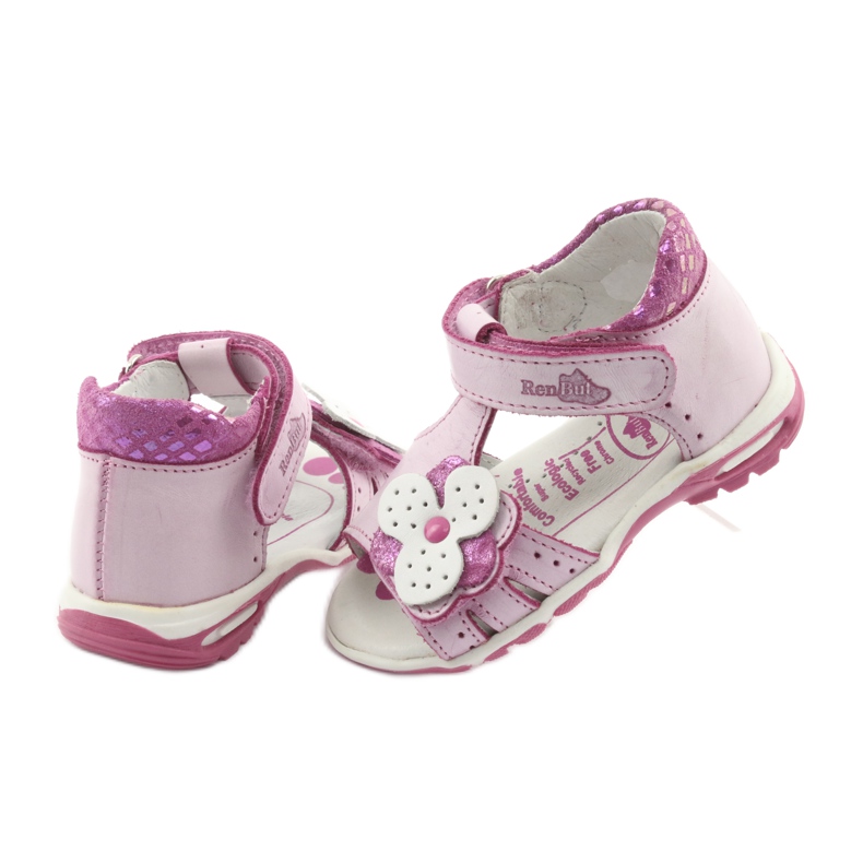 Rosa Sandalen mit Blumen Ren But 1406 weiß 5