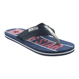 Herren Big Star 174658 marineblaue Hausschuhe weiß rot 1